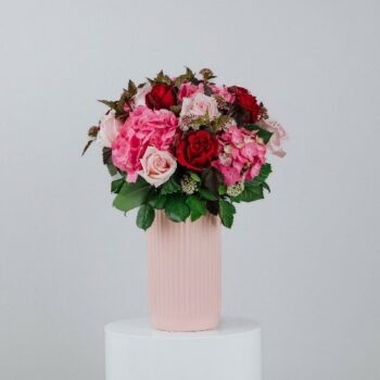 Allegra - Vase Arrangement - Red and Pink Roses - Soft and Pretty - Tall Vase